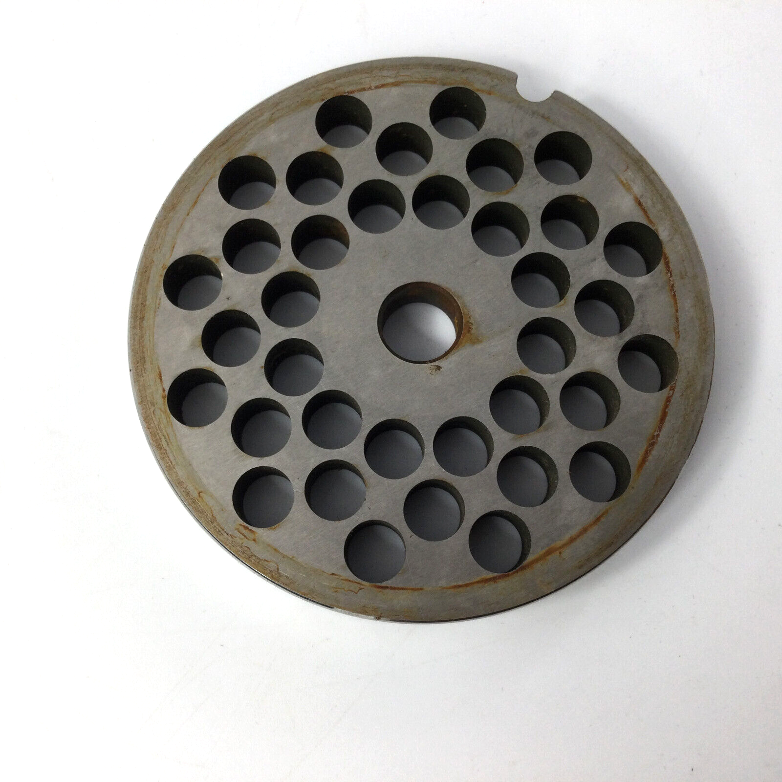 Grinder Plate No 32 10 Salvinox Stainless Steel 3/8 Hole  3 7/8 Diameter Italy