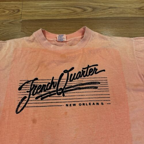 Vintage 90s French Quarter Faded Cropped Cut Tee New Orleans Single Stitch XL - Picture 2 of 14