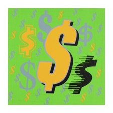 Steve Kaufman (1960-2010) "Dollar Signs Hand Pulled Silkscreen on Canvas