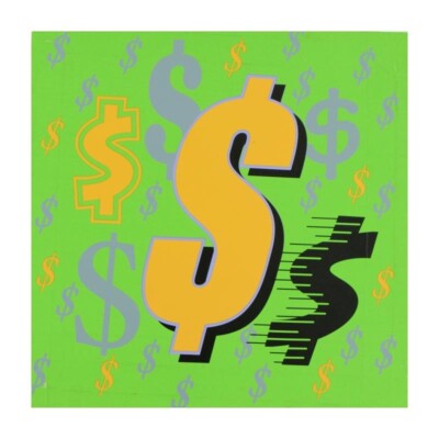 Steve Kaufman (1960-2010) ''Dollar Signs Hand Pulled Silkscreen on Canvas
