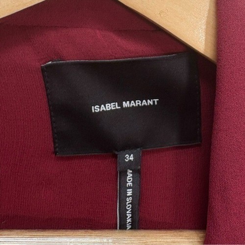Isabel Marant Womens Notch Lapel V neck Single Breast Blazer Burgundy Size 34 - Picture 9 of 10