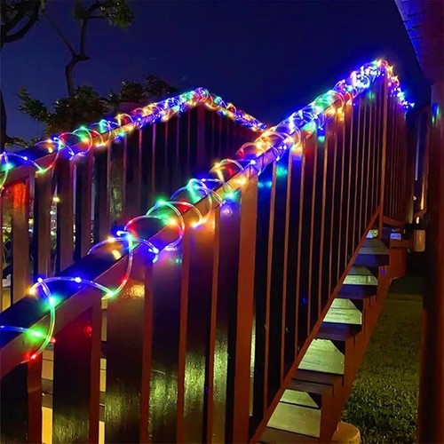 Solar LED Rope Fairy String Light Tube Party Christmas Lights For Garden Decor - Picture 13 of 30