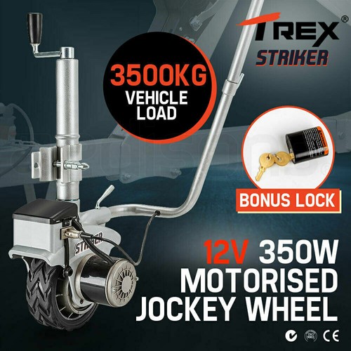 Motorised Jockey Wheel 350W Striker Heavyduty solid rubber 5 Degrees