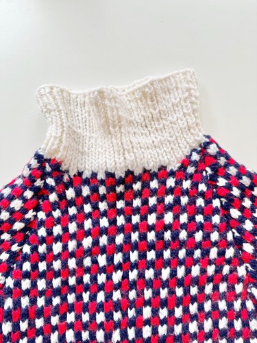 Vintage Handmade by Grandma Multi Check Wool Turtleneck Sweater, Size XS (4-5) - Picture 3 of 10