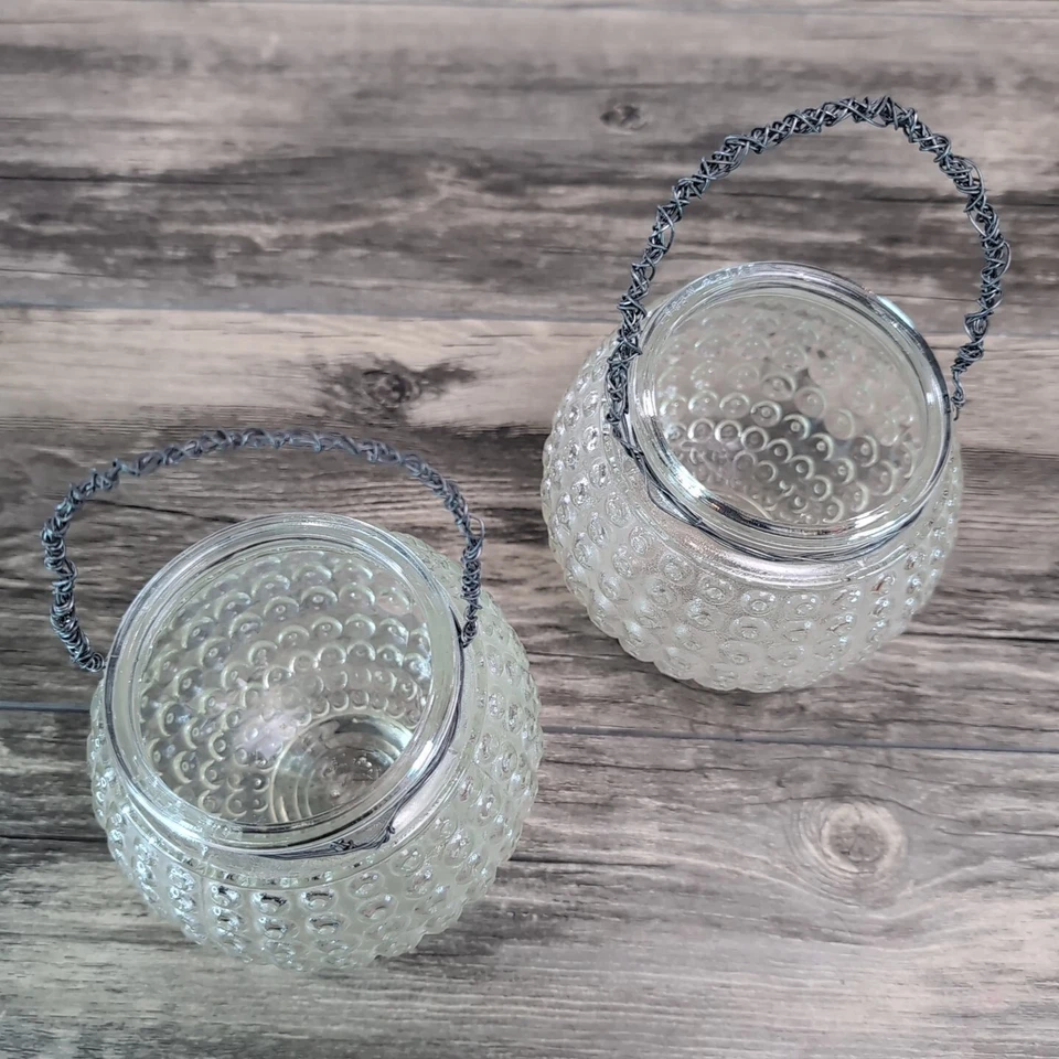 2 candelabros decorativos de vidrio con mango de metal para colgar clavos de placa Foto 4 de 4