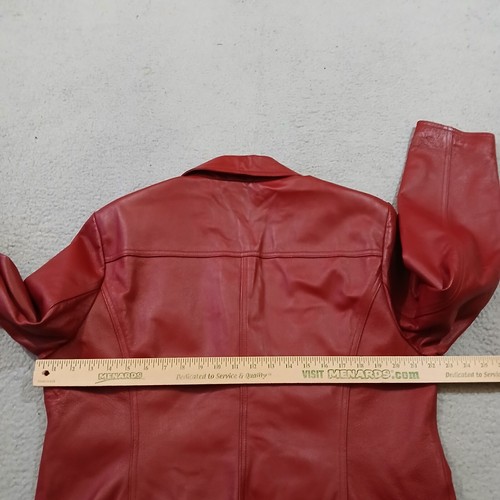 East 5th Leather Jacket Womens Extra Large Red Blazer Lined Button Down Casual - Picture 14 of 15