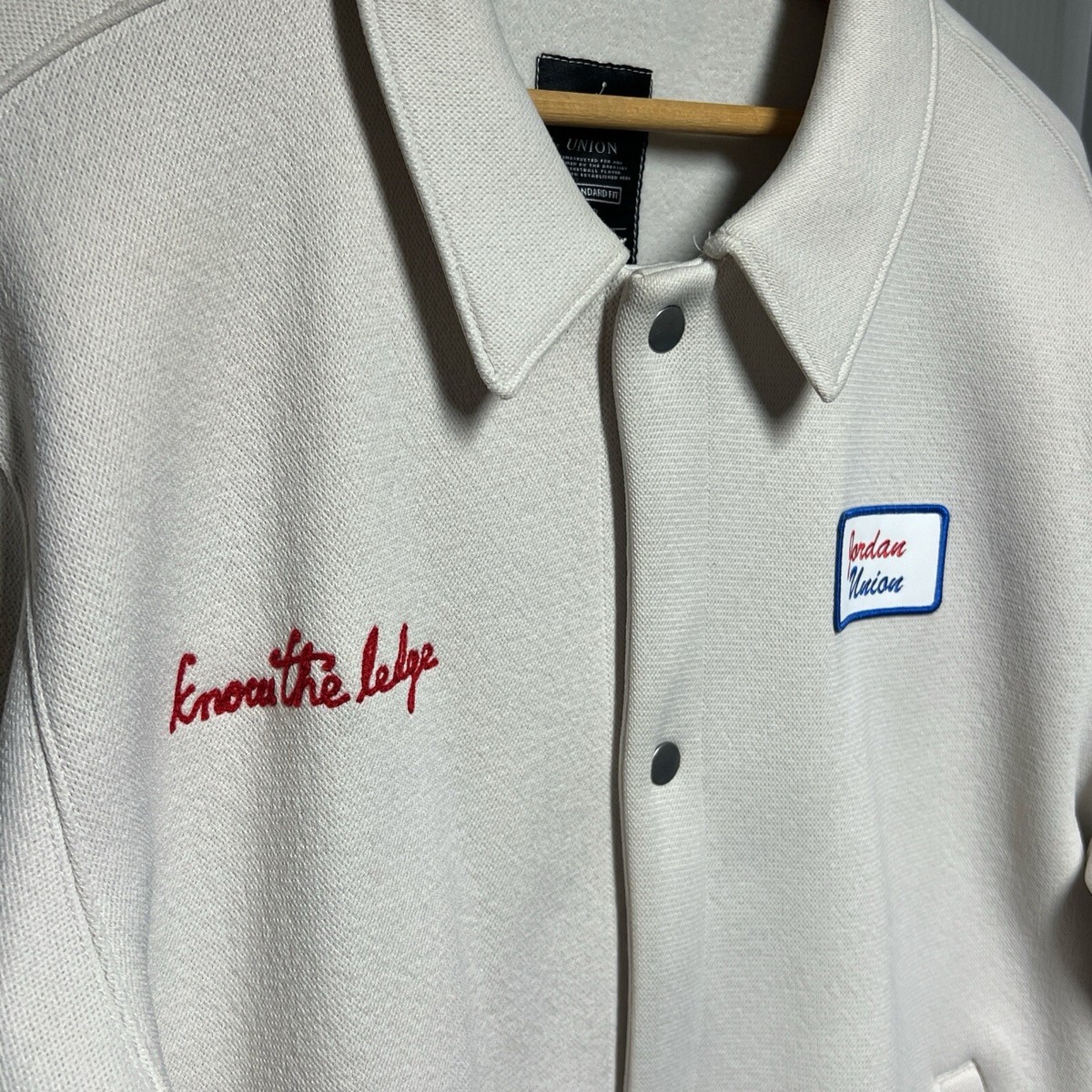 Air Jordan x Union Coach Jacket Light Bone Men's Size Large