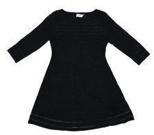 Eliza J. Womens Black Bateau Neck 3/4 Sleeve Mesh Knit Fit & Flare Dress S $128