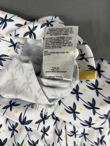 Puma Golf Shirt Polo Mattr Palms Print Medium White Navy Blue Polyester MSRP $80 - Picture 7 of 7