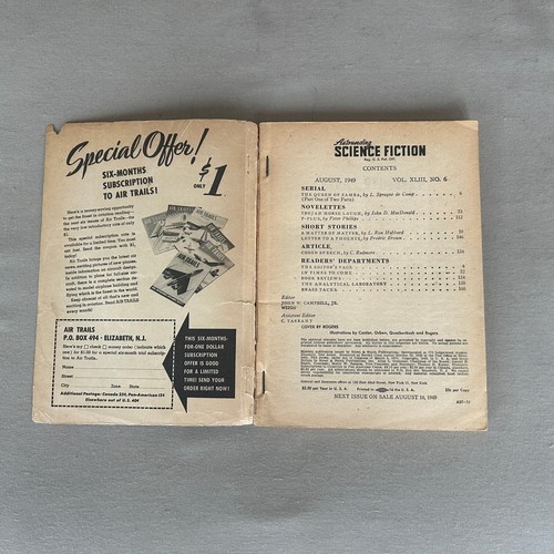 L RON HUBBARD. Astounding Science Fiction August 1949 A Matter of Matter - Picture 5 of 5