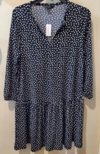 Banana Republic Factory Women's Dress Black Polka Dot 3/4 Sleeve Size M NWT