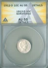 1912-D BARBER DIME ANACS AU-55 DETAILS (2228344)
