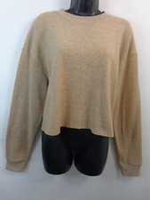 Zara Sweat Shirt Women's L Beige Cropped Long Sleeve New With Tags