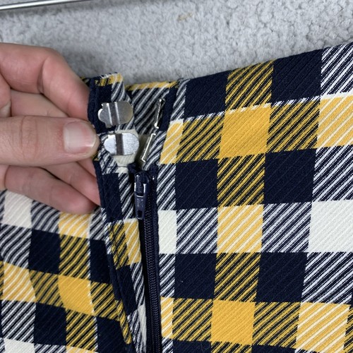 Topshop Womens Pants Cropped UK 6 US2 Blue Gold Checkered Pleated High Rise - Picture 7 of 13