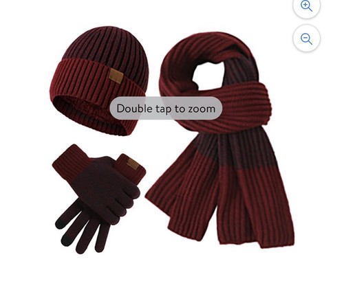 Buhsewyn Tejido Lana Sombrero Bufanda Guantes Hombre y Mujer Frío Cálido Tres Piezas Conjunto - Imagen 1 de 7