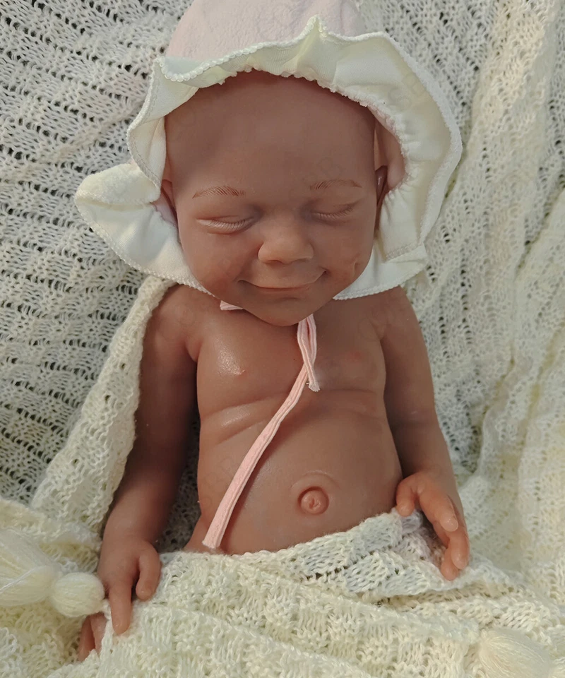 COSBB 45cm Brown Skin 6.82lbs Full Body Silicone Newborn Baby Reborn Baby Dolls #Girl