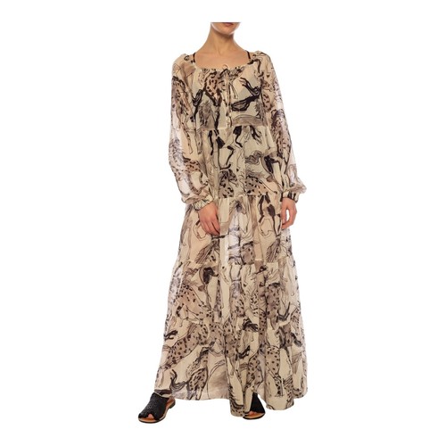 Stella McCartney Kayln Horse Printed Tiered Silk Maxi Dress Abstract Size L - 第 3/14 張圖片