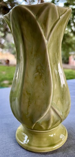 Jarrón Esmaltado Vintage Cepillo McCoy Col Tulipán Verde EE. UU. 595 - 1940-1950 - Imagen 11 de 12