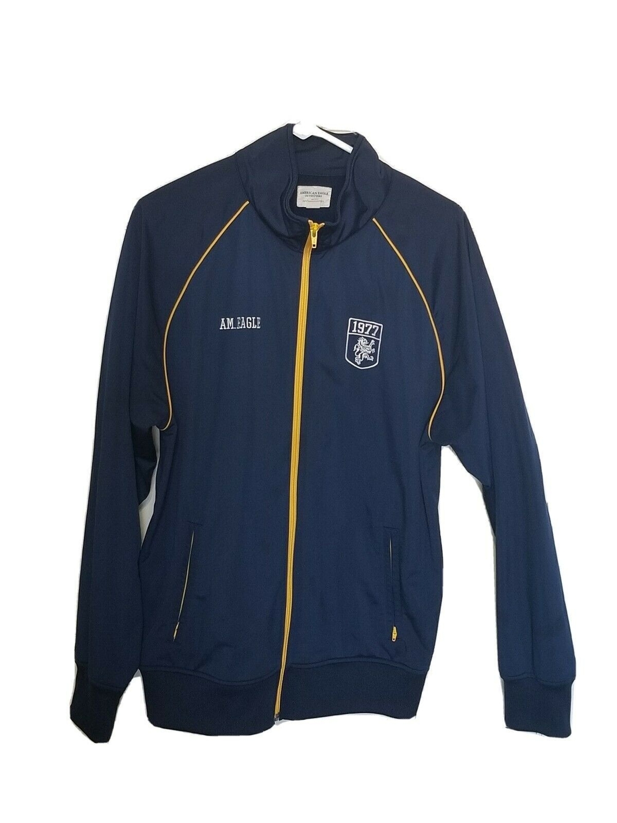 American Eagle Men's Navy Blue Polyester Track Jacket Full Zip Long Sleeve XL