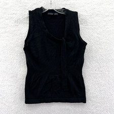 H M Sweater Womens Small Black Tight Knit Vest Sleeveless Pullover Top