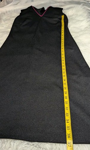 VTG SEARS FASHIONS 2 Piece Jacket Sleeveless Dress Black PINK TRIM Womens Medium - Picture 8 of 13