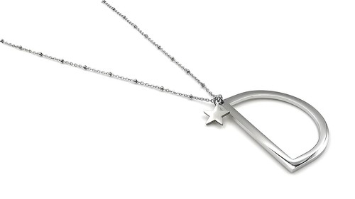 Collana da donna girocollo lunga con ciondolo lettera iniziale nome in acciaio a - Foto 11 di 45