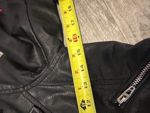 BLANKNYC - Girls Embroidered Floral Faux Leather Moto Jacket in Large - Picture 5 of 7