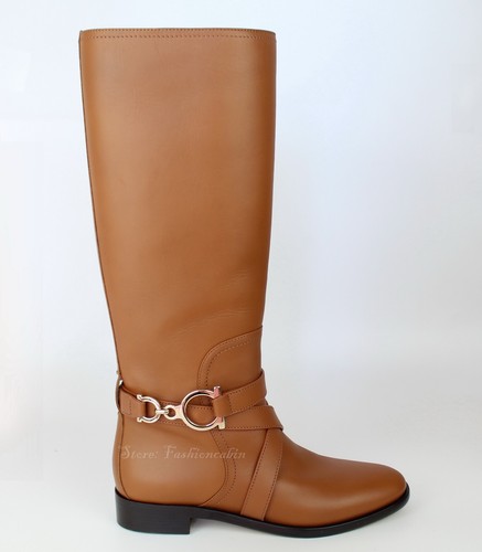 New Salvatore Ferragamo Leather Riding Boots, Tan, US 6.5, MSRP $1490 - Picture 7 of 24