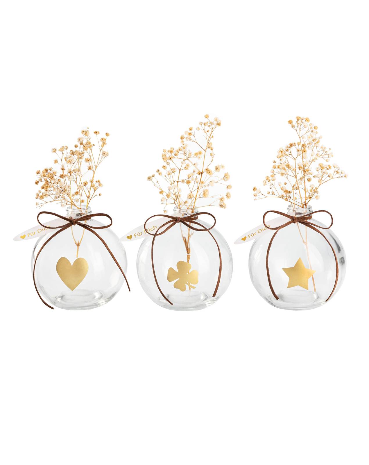 Стильная шкатулка для украшений Kugelvasen Fiori 3er с принтом goldenem Ø 10 см в упаковке
