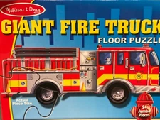 MELISSA & DOUG FLOOR PUZZLE GIANT FIRE TRUCK, 24piece (4Feet long).