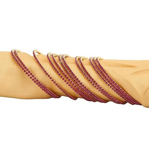 Set of 12 Indian Traditional Design Gold Plated Stone Bangle Fashion Jewelry - Picture 13 of 13