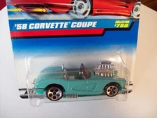 HOT WHEELS 1998 AQUA '58 CORVETTE COUPE #780 red package HOTWHEELS HW