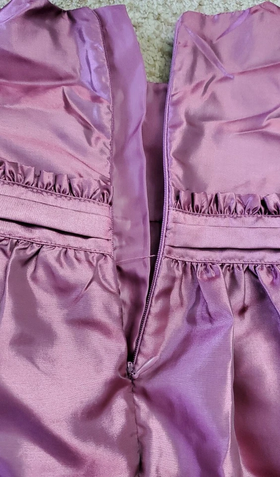 DKNY Baby Girl платье w/подгузник чехол фиолетовый без рукавов атласный бант размер 12 месяцев - Изображение 4 из 4