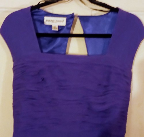 NEW Donna Ricco Size 10 Purple Silk Ruched Bodice Empire Waist Fit & Flare Dress - Picture 2 of 13