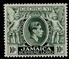 JAMAICA GVI SG133aa, 10s myrtle-green, VLH MINT. Cat £18. PERF 13