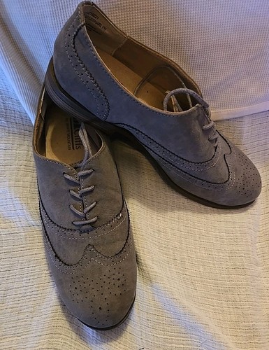 Women’s Vegan Suede Lace-up Oxford Loafers 8½ Gray Business Casual Shoes New! - Picture 8 of 10