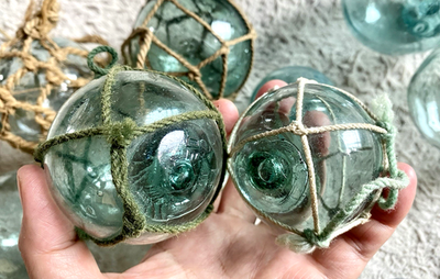 Rare Set of 14 Japanese Antique Glass Floats – Hand-Blown – Mixed