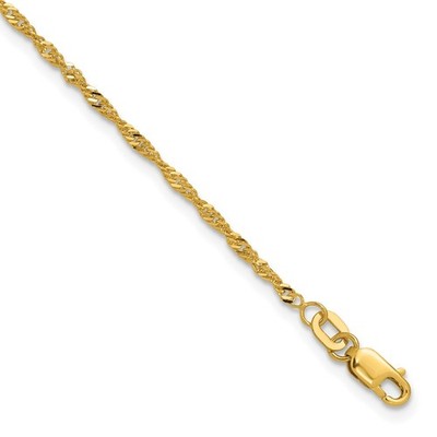 10K Gelbgold 1,7 mm Singapur Kette Halskette 8 Zoll Herren Damen