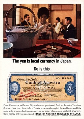 1964 Bank of America: Yen Local Currency In Japan Vintage Print Ad