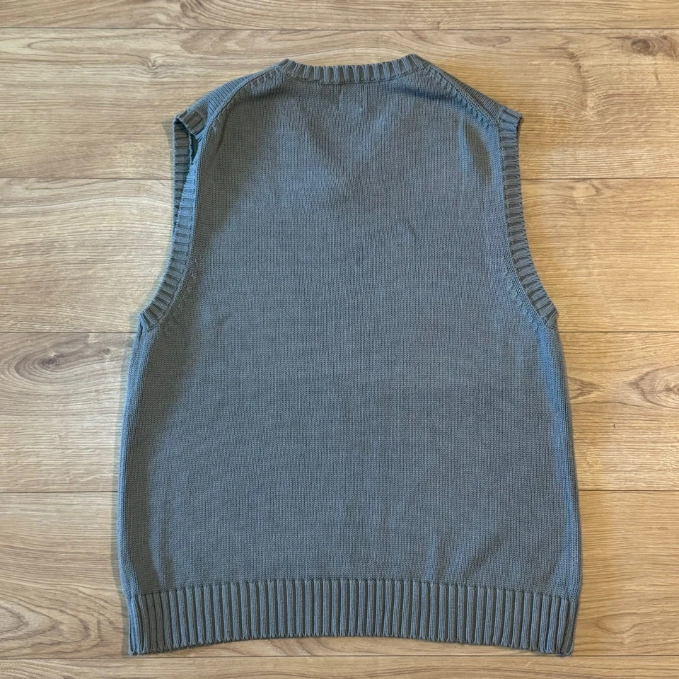 Gap Vest Mens Large Green Knit Preppy V-Neck Layering Sweater Herringbone  - Image 4 of 4