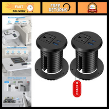 2 Pack Recessed Desk Power Outlet Grommet with 20W USB-C Fast Charge, 6FT Cord