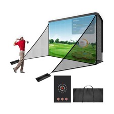 Golf Cage Net with Simulator Impact Screen 10x7 ft Heavy Steel Frame with 2 N...