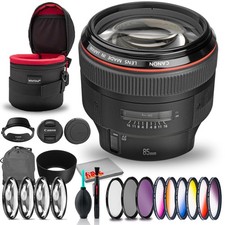 Canon EF 85mm f/1.2L II USM Lens Bundle +Cleaning Kit, Filter Kit, and Padded Le