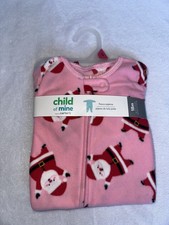 Carter  s Santa     Pink Fleece Foot Pajamas 18 months mos NWT