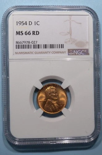 1954-D WHEAT CENT NGC MS 66 RD EBAY AUCTION COMP $39 STOCK PHOTO #SP-11
