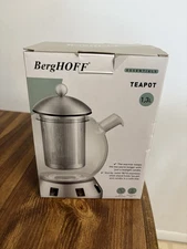 BergHOFF Essentials 1.3L Glass TeaPot With Stainless Steel Stand And Tealight