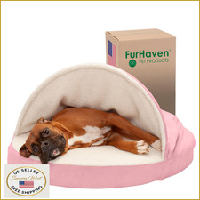 Furhaven 35" Round Memory Foam Dog Bed Large Medium Dogs Washable Cover Pink