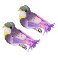 2Pcs Artificial Birds Realistic Purple Chubby Birds Ornaments for Garden Decor