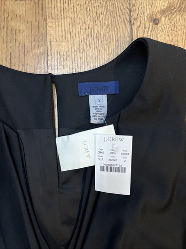 J.Crew Women's Dress in Black 100% Wool Short Sleeve Cowl Neck, Size 2 - NEW - Picture 5 of 12