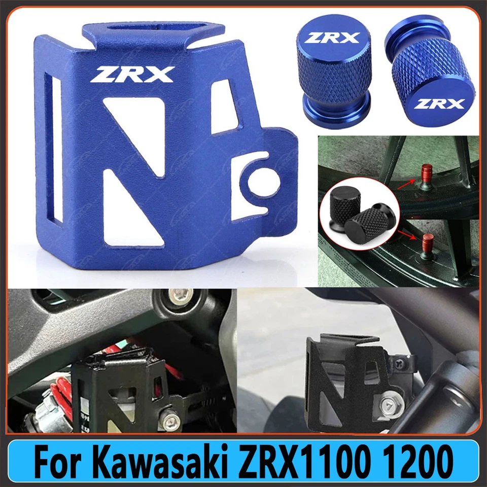 For Kawasaki ZRX1100 1200 Rear Brake Fluid Reservoir Guards Tire Valve Stem Caps Foto 3 de 4